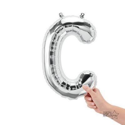 Silver Junior Letter C DIY Air Filled Foil Balloon - Party Affair