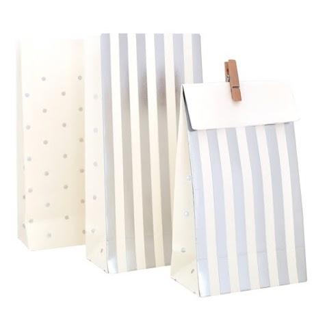 Silver Stripes and Dots Treat Bags - Party Affair