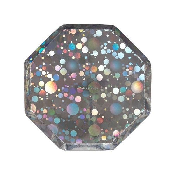 Silver Holographic Octagonal Lunch Plates