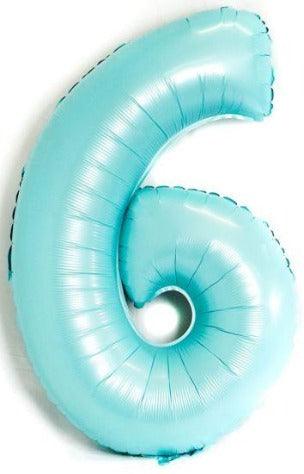 Light Blue Number 6 Six Large Foil Balloon - Party Affair