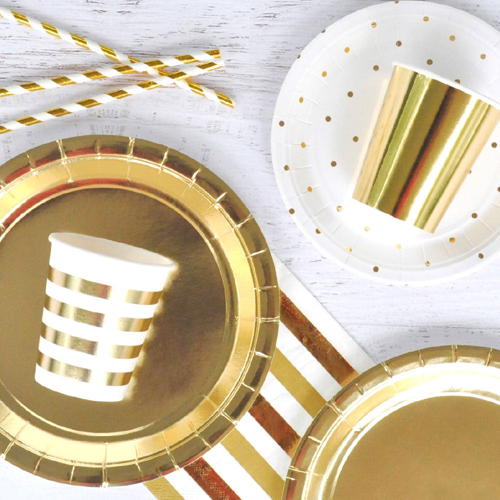 Gold Metallic Foil Dinner Plates