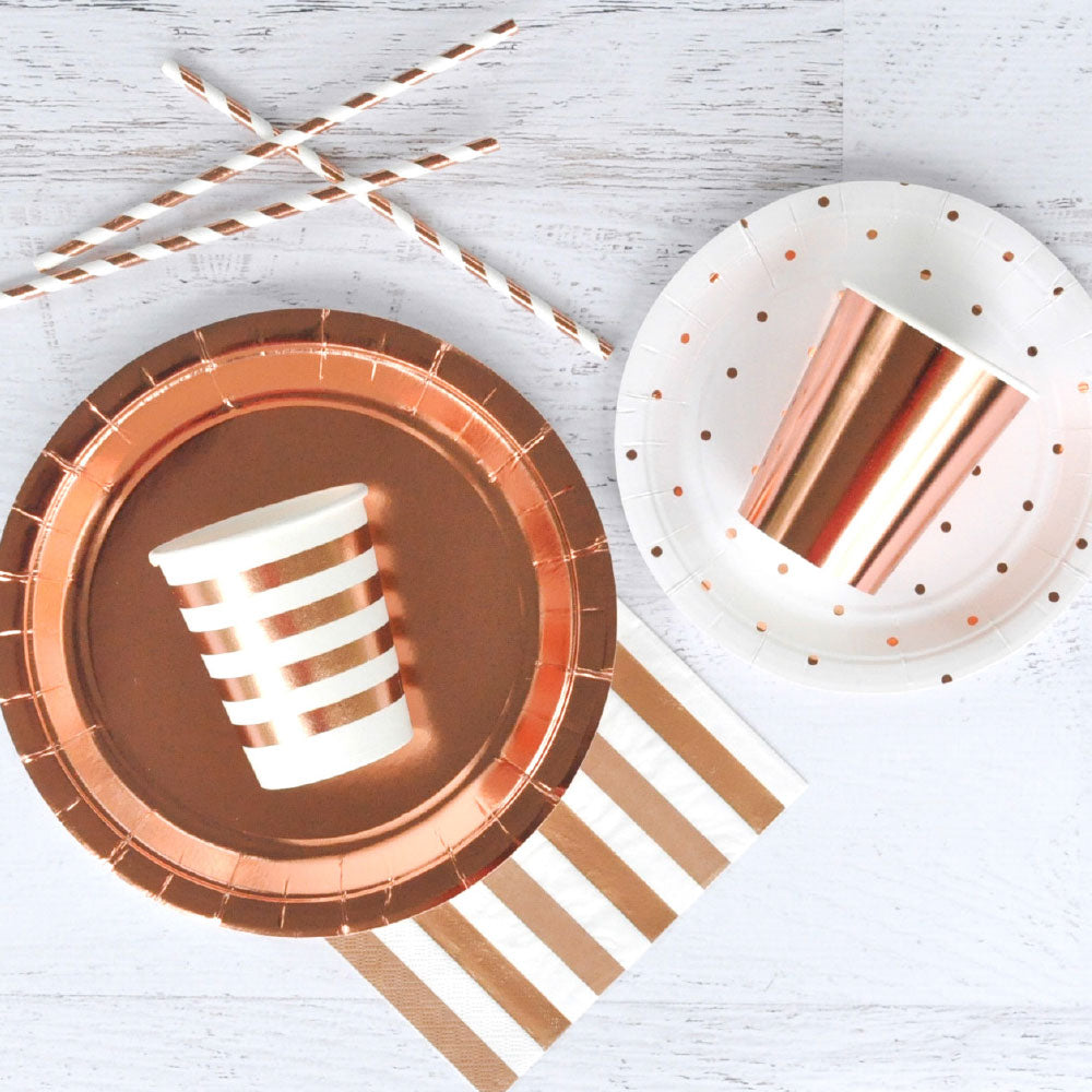 Rose Gold Stripes and Dots Lunch Napkins