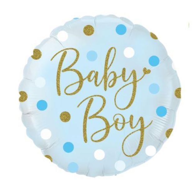Sparkling Baby Boy Dots Foil Balloon