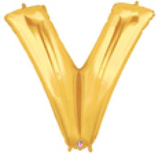 Gold Letter 100cm V Foil Balloon - Party Affair
