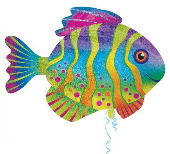 Colourful Holographic Fish Shape Foil Balloon - Party Affair