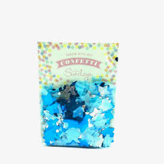 Blue and silver, paper and foil star-shaped confetti mix.