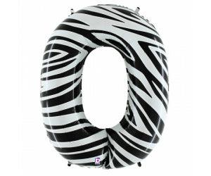 Number 0 Zebra Print 86cm Foil Balloon - Party Affair