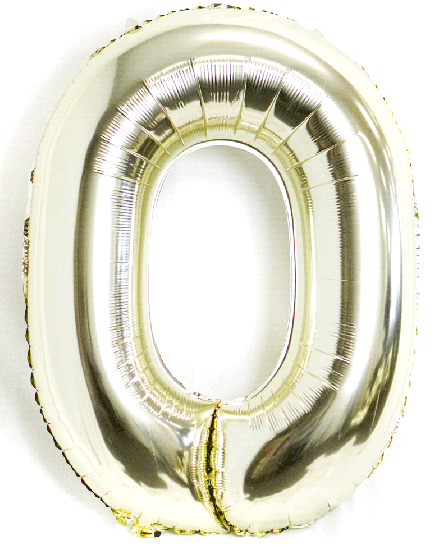 Number 0 White Gold 102cm Foil Balloon - Party Affair